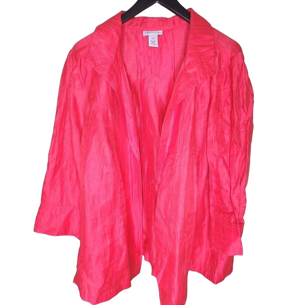 Maggie Barnes Catherines Linen Blend Jacket Coral Open Front 2X 24W‎ Lightweight